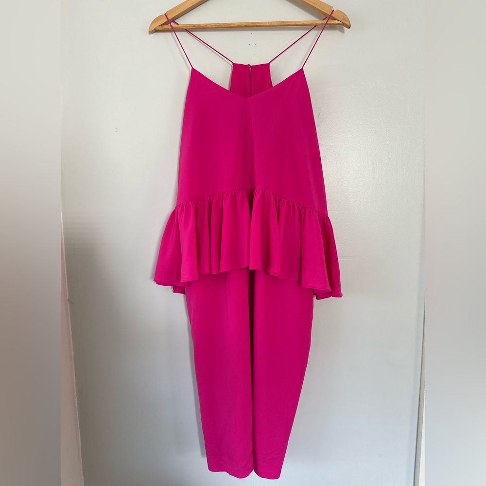 1.STATE Ruffle Peplum Pink Sleeveless Knee Length Cocktail Dress EUC Size Medium